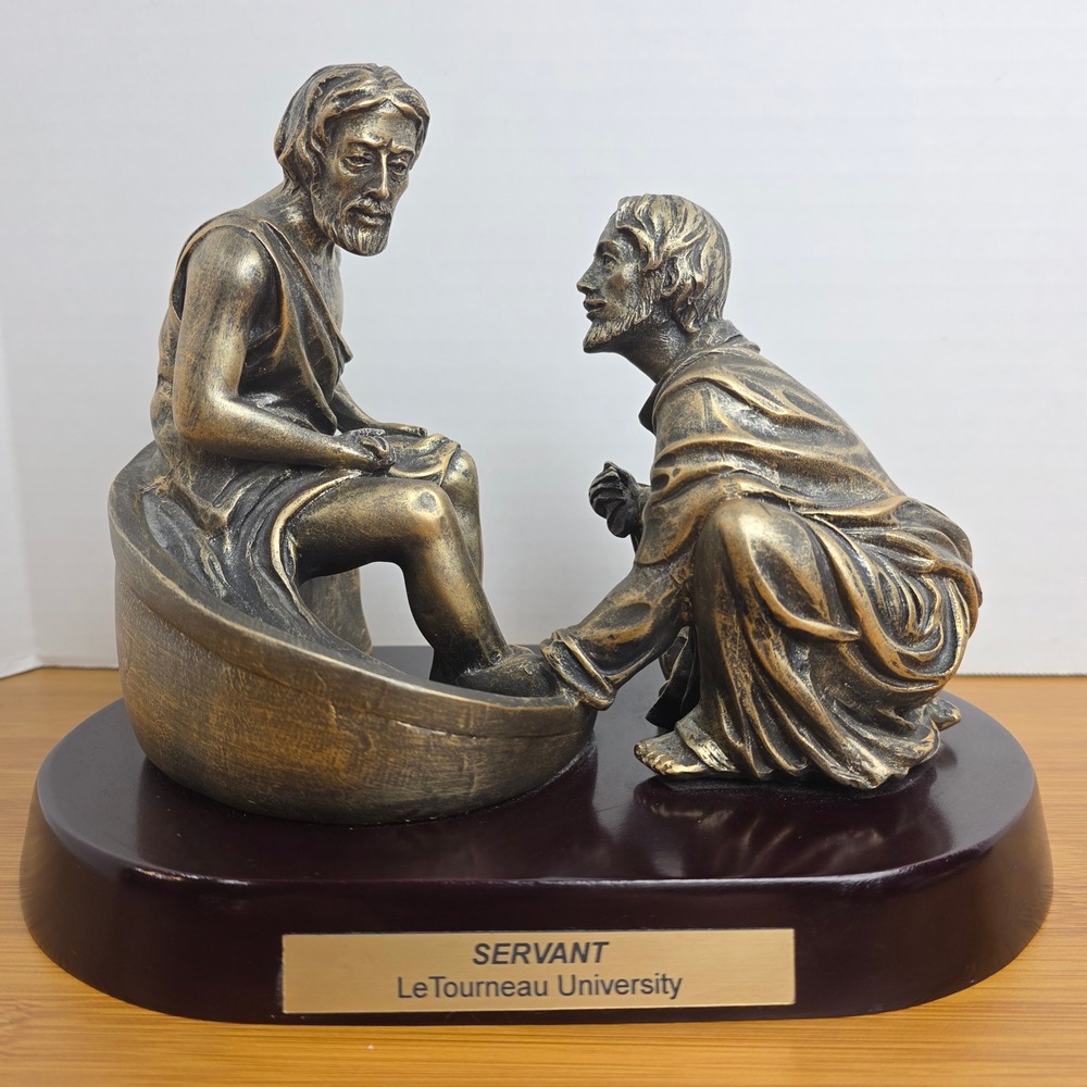 Servant Jesus Washing Feet Sculpture LeTourneau University Bronze Finish Statue